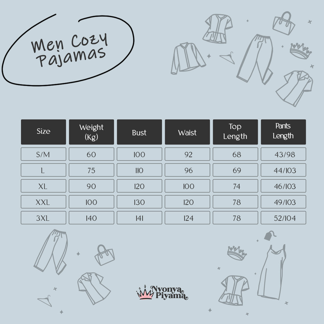Cozy Series - Piyama Pria Set Celana Pendek Tabel Ukuran