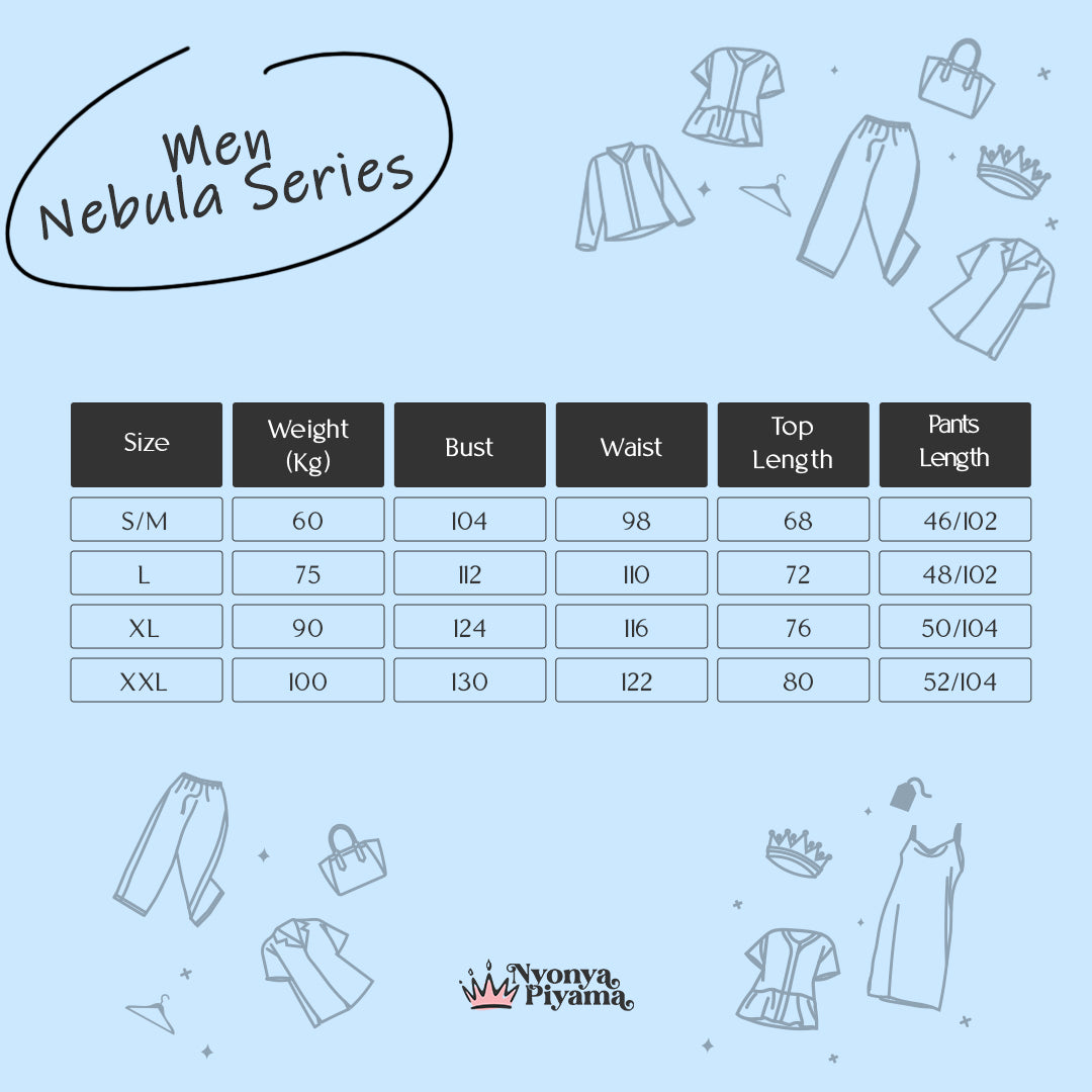 Nebula Series Pajamas Poly Bamboo Pria Set Lengan Panjang Tabel Ukuran