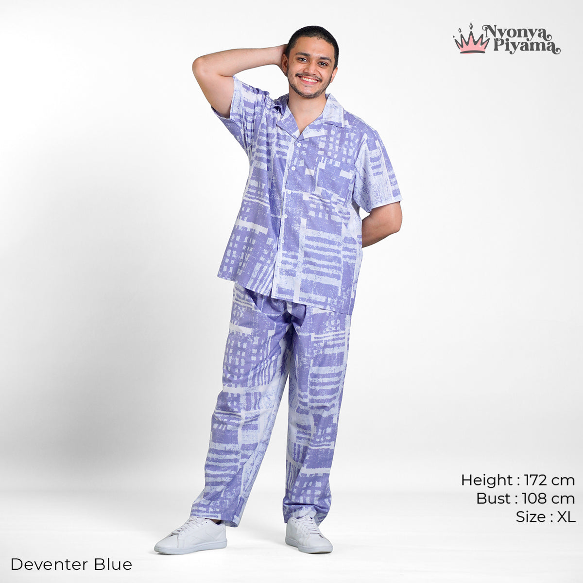 Classic Katun Deventer Blue - Piyama Pria Set