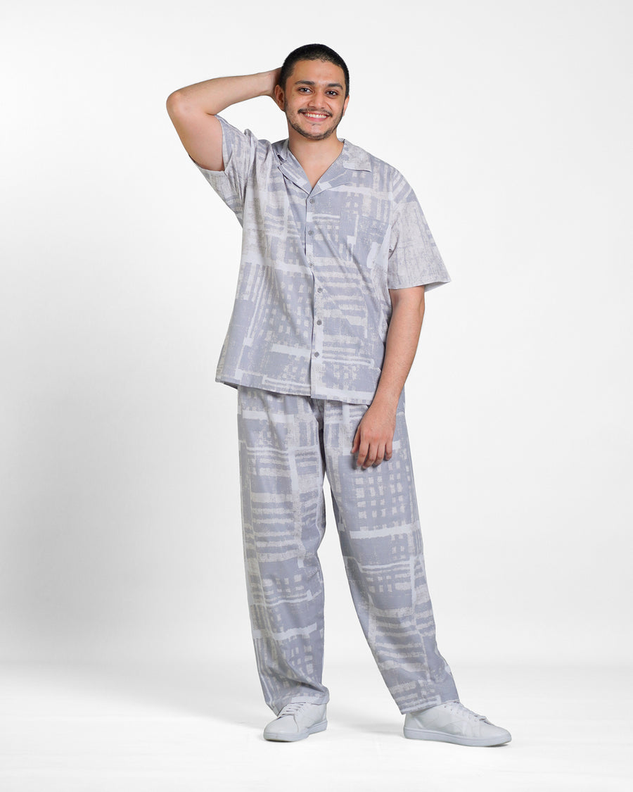 Classic Katun Deventer Grey - Piyama Pria Set