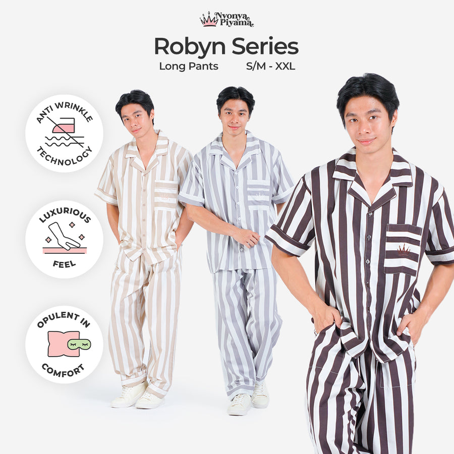Classic Poly Rayon Robyn Series - Piyama Pria Set Celana Panjang