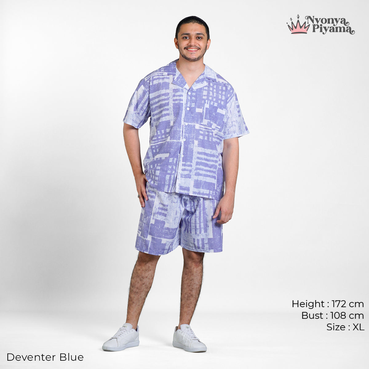 Classic Katun Deventer Blue - Piyama Pria Set