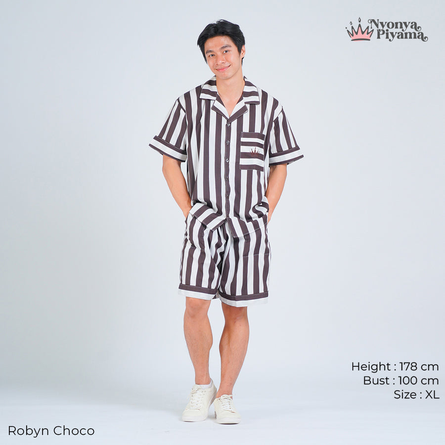 Classic Poly Rayon Robyn Series - Piyama Pria Set Celana Pendek