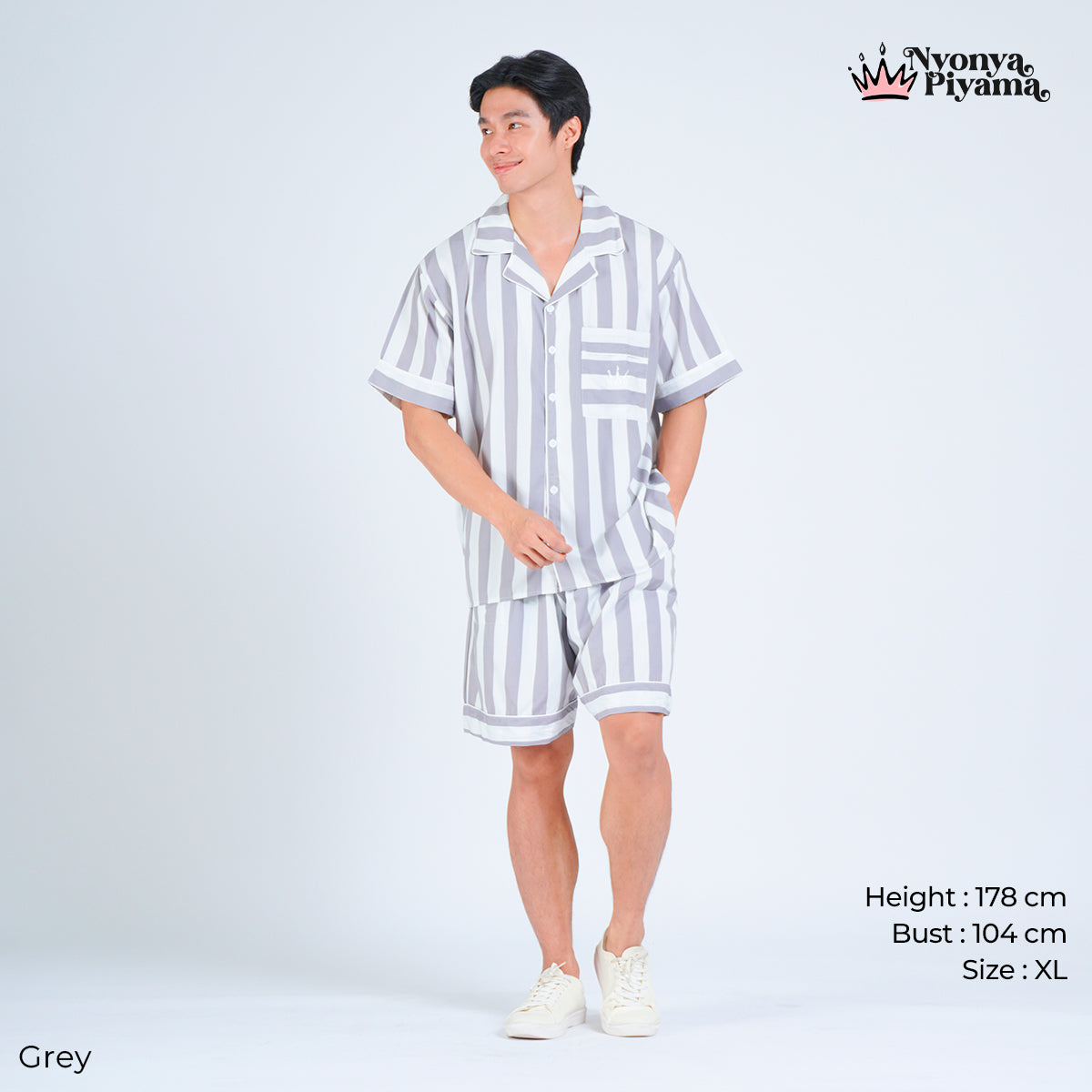 Classic Poly Rayon Robyn Series - Piyama Pria Set Celana Pendek