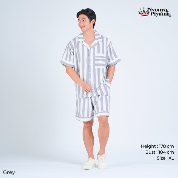 Classic Poly Rayon Robyn Series - Piyama Pria Set Celana Pendek