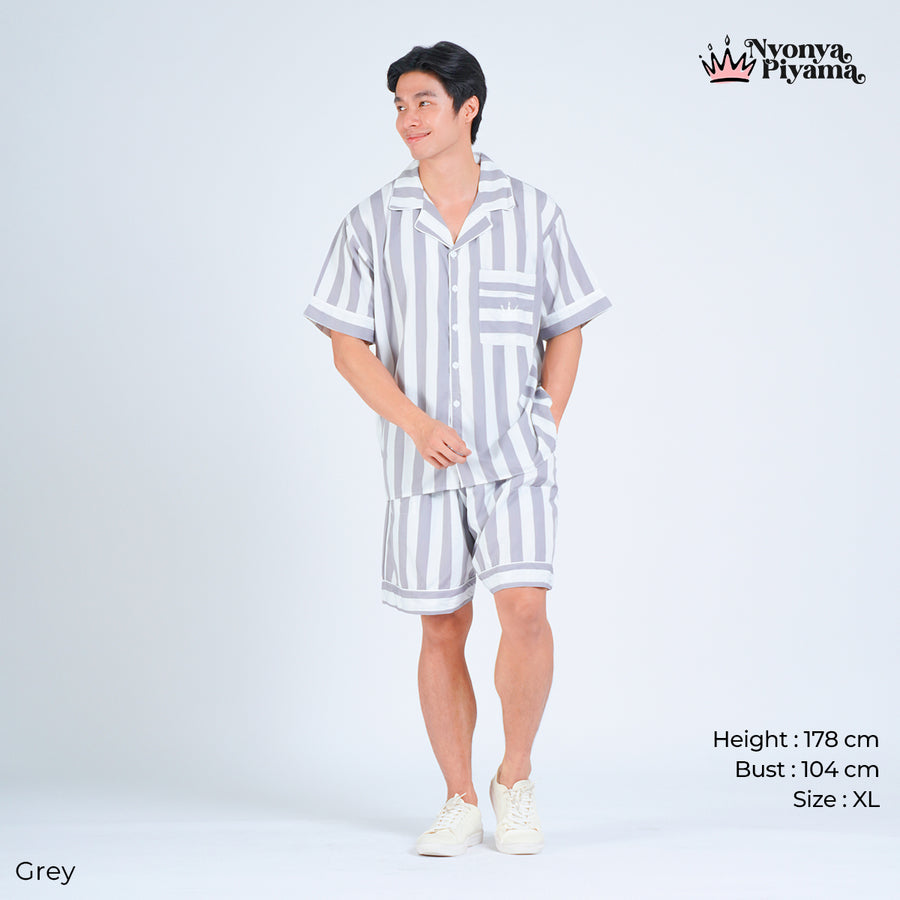 Classic Poly Rayon Robyn Series - Piyama Pria Set Celana Pendek