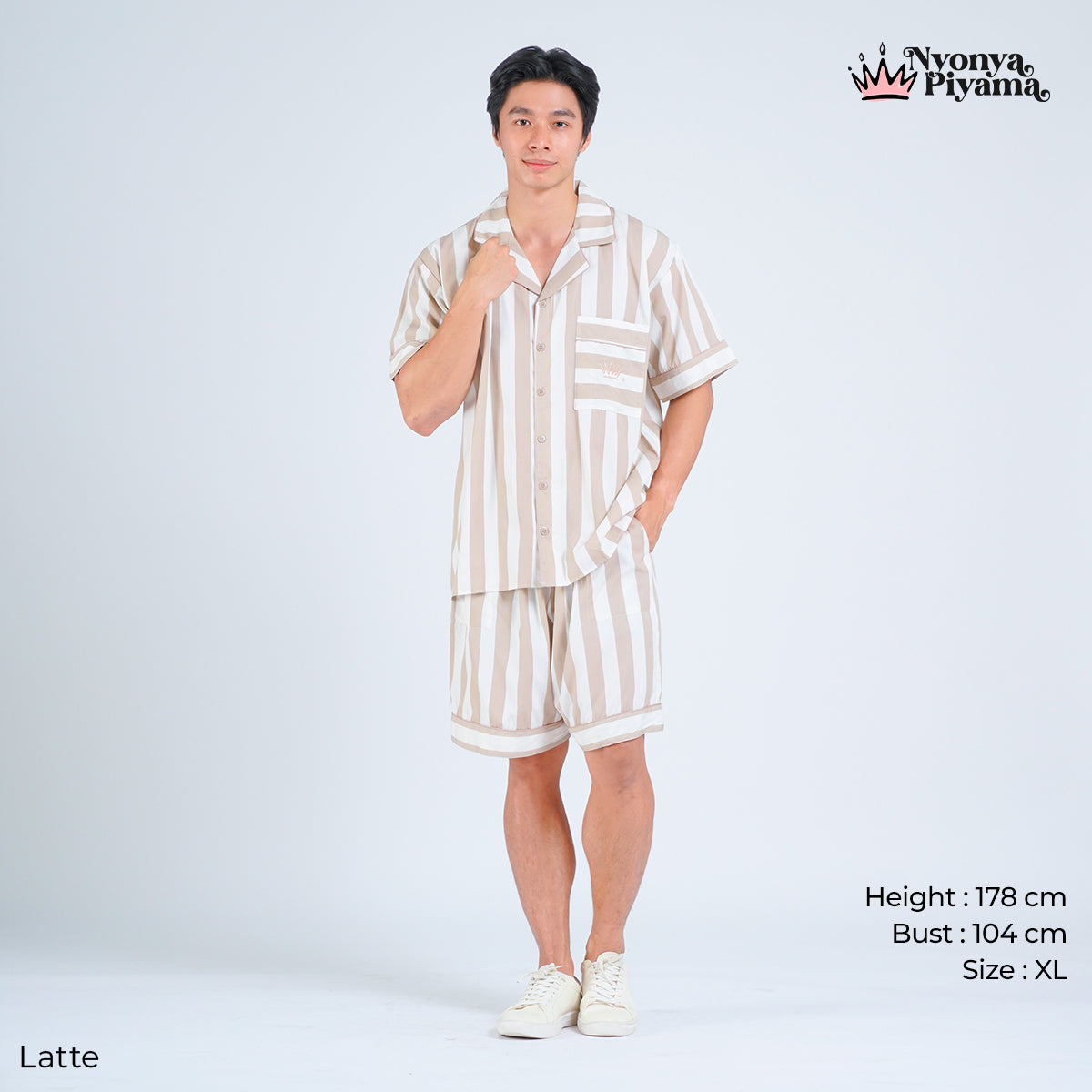 Classic Poly Rayon Robyn Series - Piyama Pria Set Celana Pendek