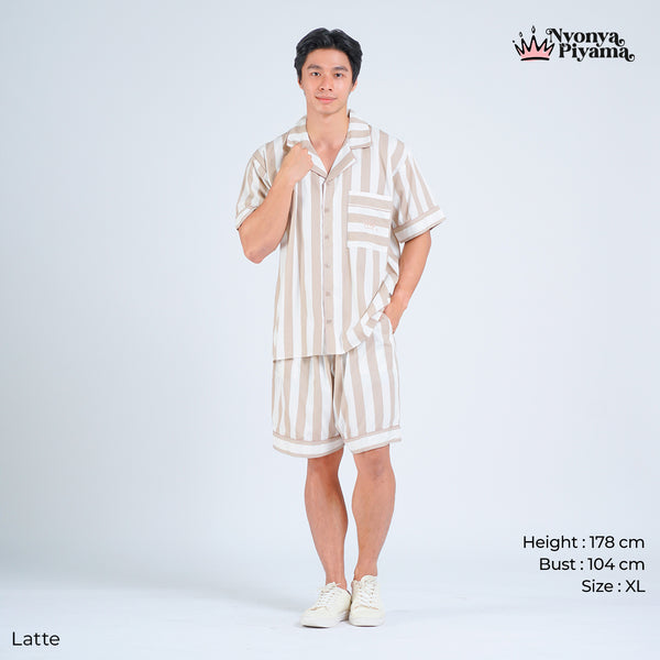 Classic Poly Rayon Robyn Series - Piyama Pria Set Celana Pendek