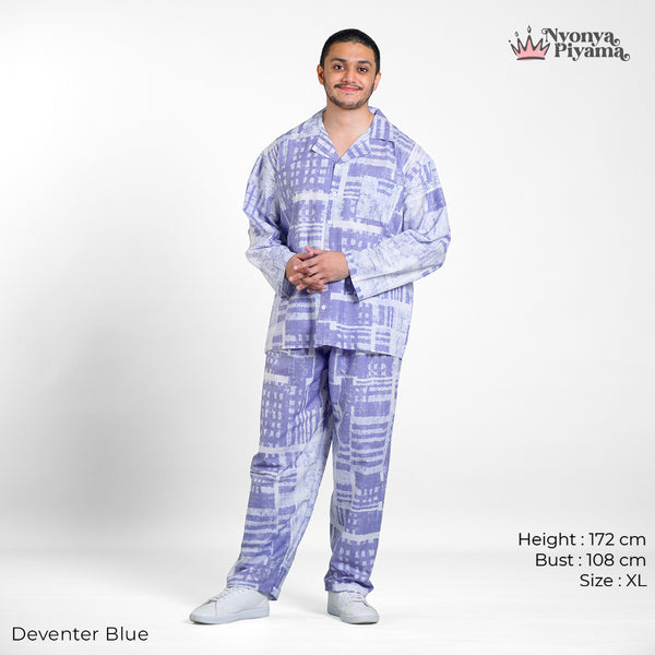 Classic Katun Deventer Blue - Piyama Pria Set