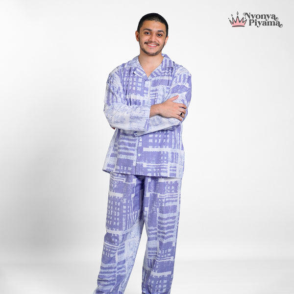 Classic Katun Deventer Blue - Piyama Pria Set