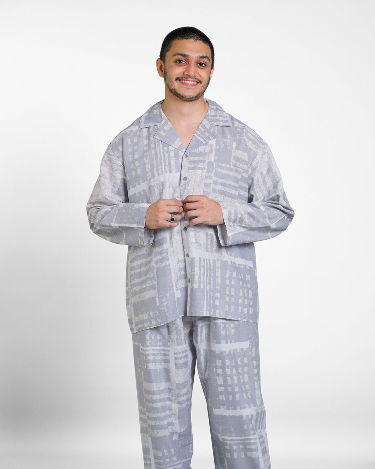 Classic Katun Deventer Grey - Piyama Pria Set