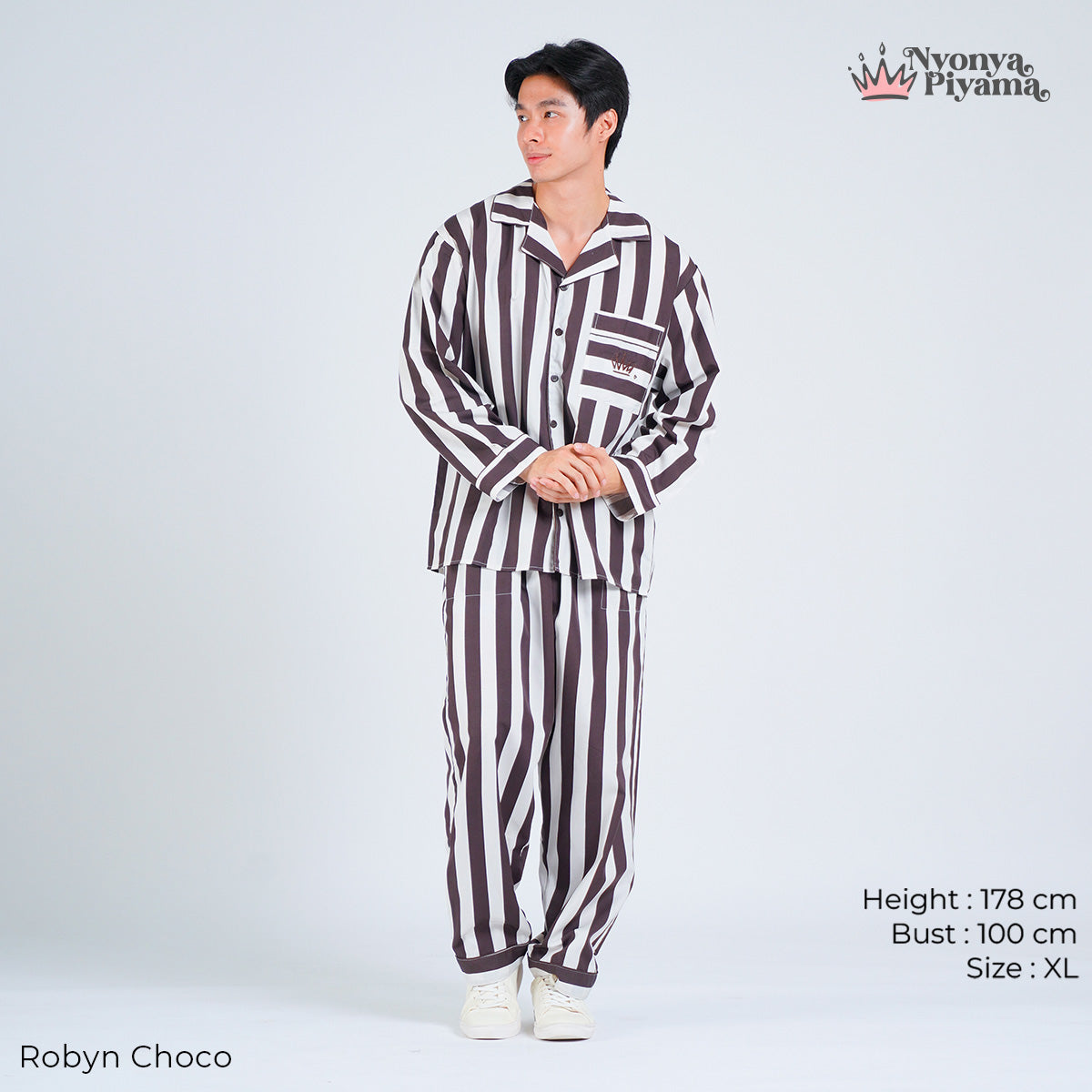 Classic Poly Rayon Robyn Series - Piyama Pria Set Lengan Panjang