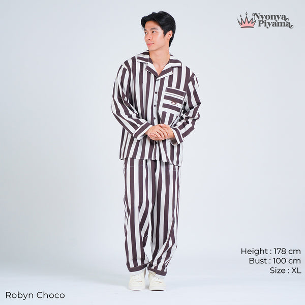 Classic Poly Rayon Robyn Series - Piyama Pria Set Lengan Panjang