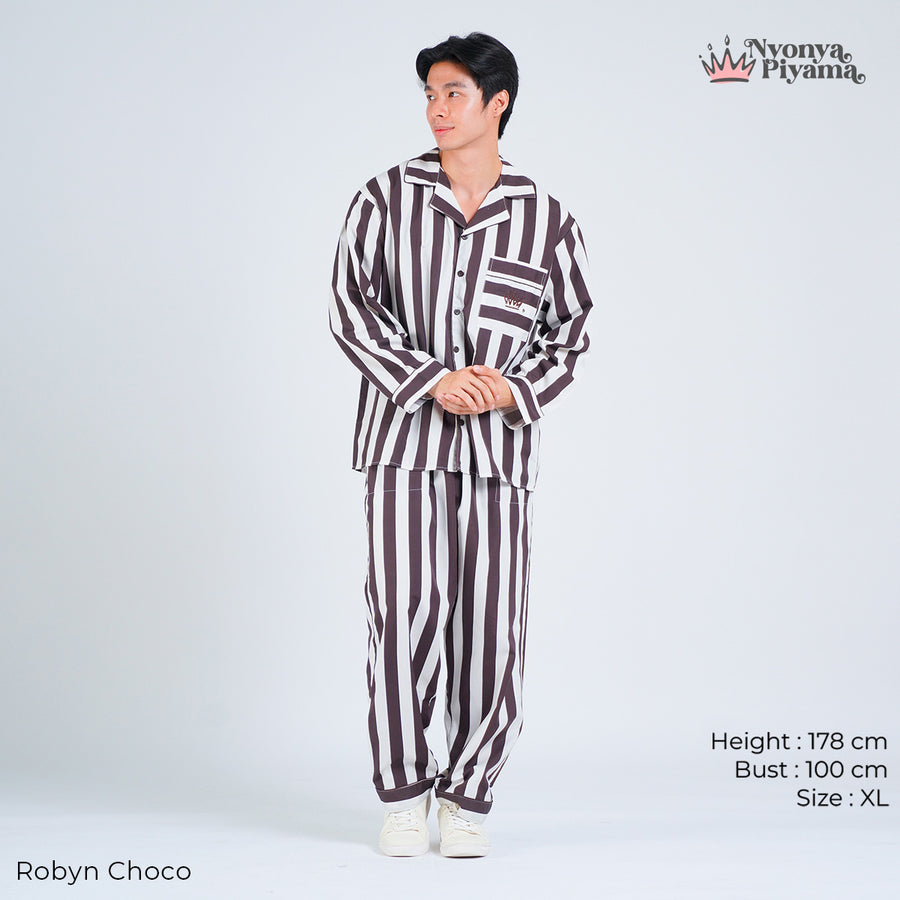 Classic Poly Rayon Robyn Series - Piyama Pria Set Lengan Panjang