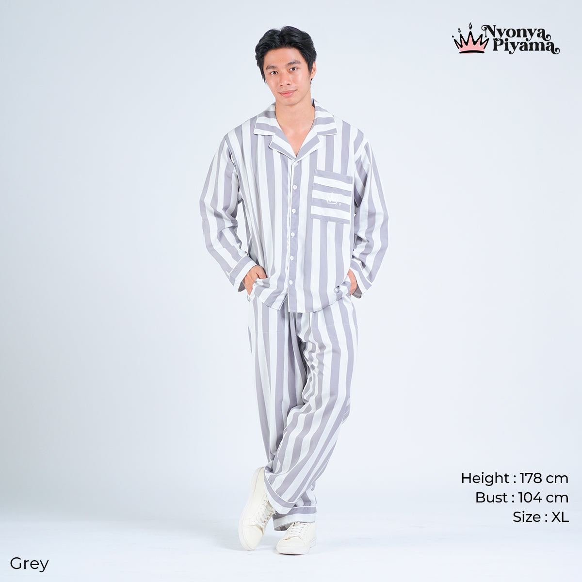 Classic Poly Rayon Robyn Series - Piyama Pria Set Lengan Panjang