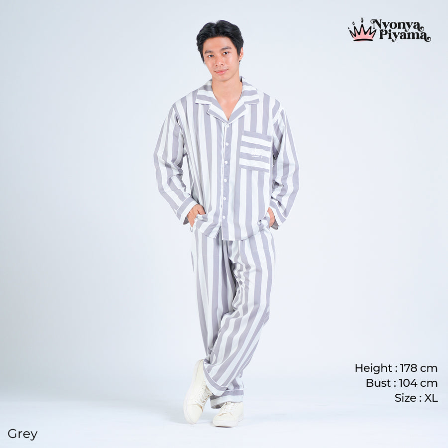 Classic Poly Rayon Robyn Series - Piyama Pria Set Lengan Panjang