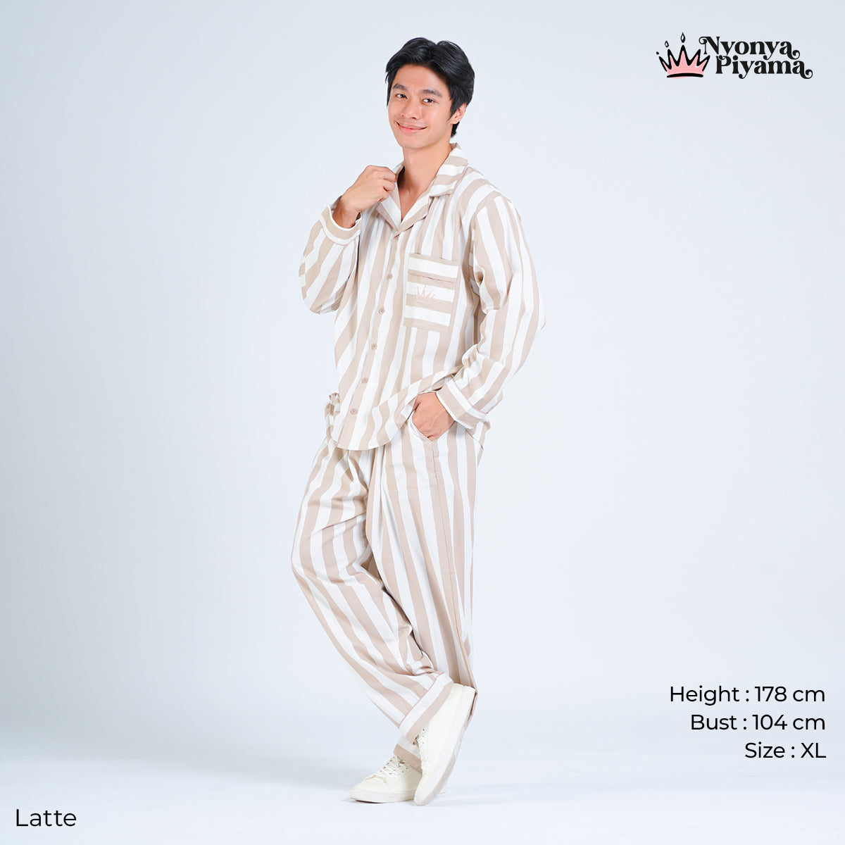 Classic Poly Rayon Robyn Series - Piyama Pria Set Lengan Panjang