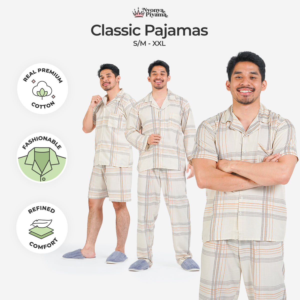 Classic Pajamas Katun Pria Set - Levon