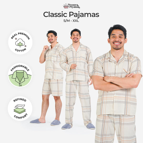 Classic Pajamas Katun Pria Set - Levon