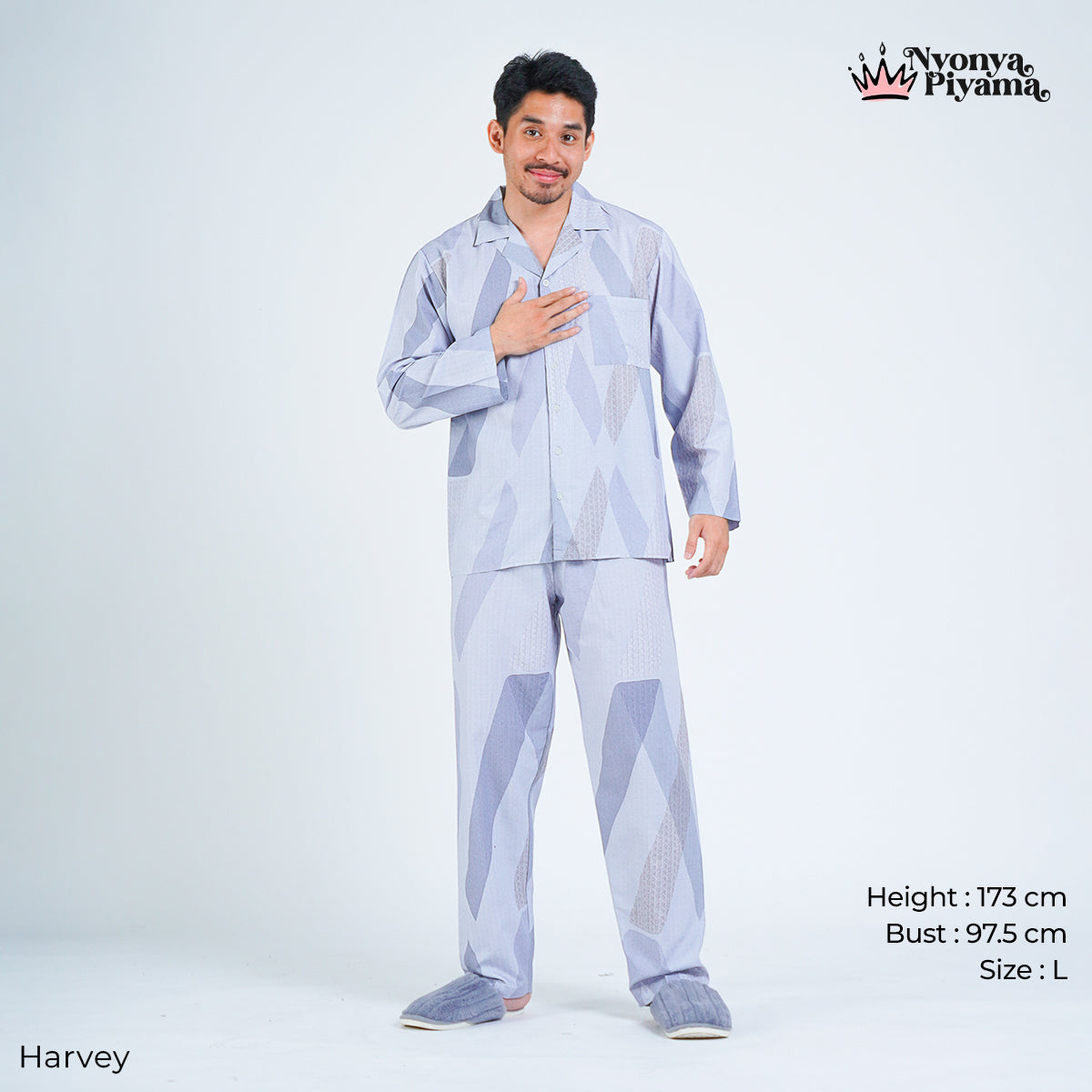 Classic Pajamas Katun Pria Set - Harvey