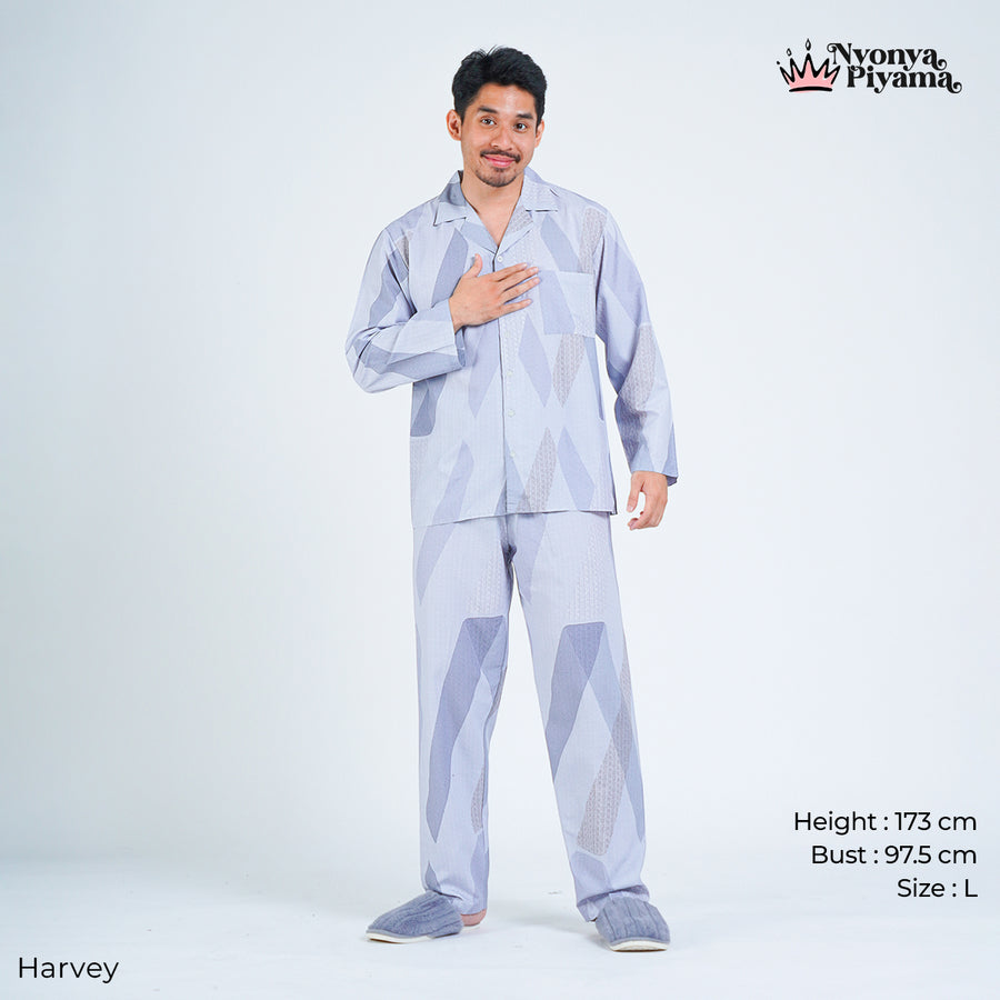 Classic Pajamas Katun Pria Set - Harvey