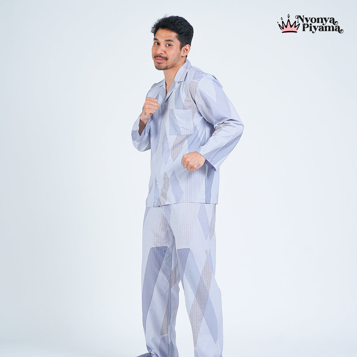Classic Pajamas Katun Pria Set - Harvey