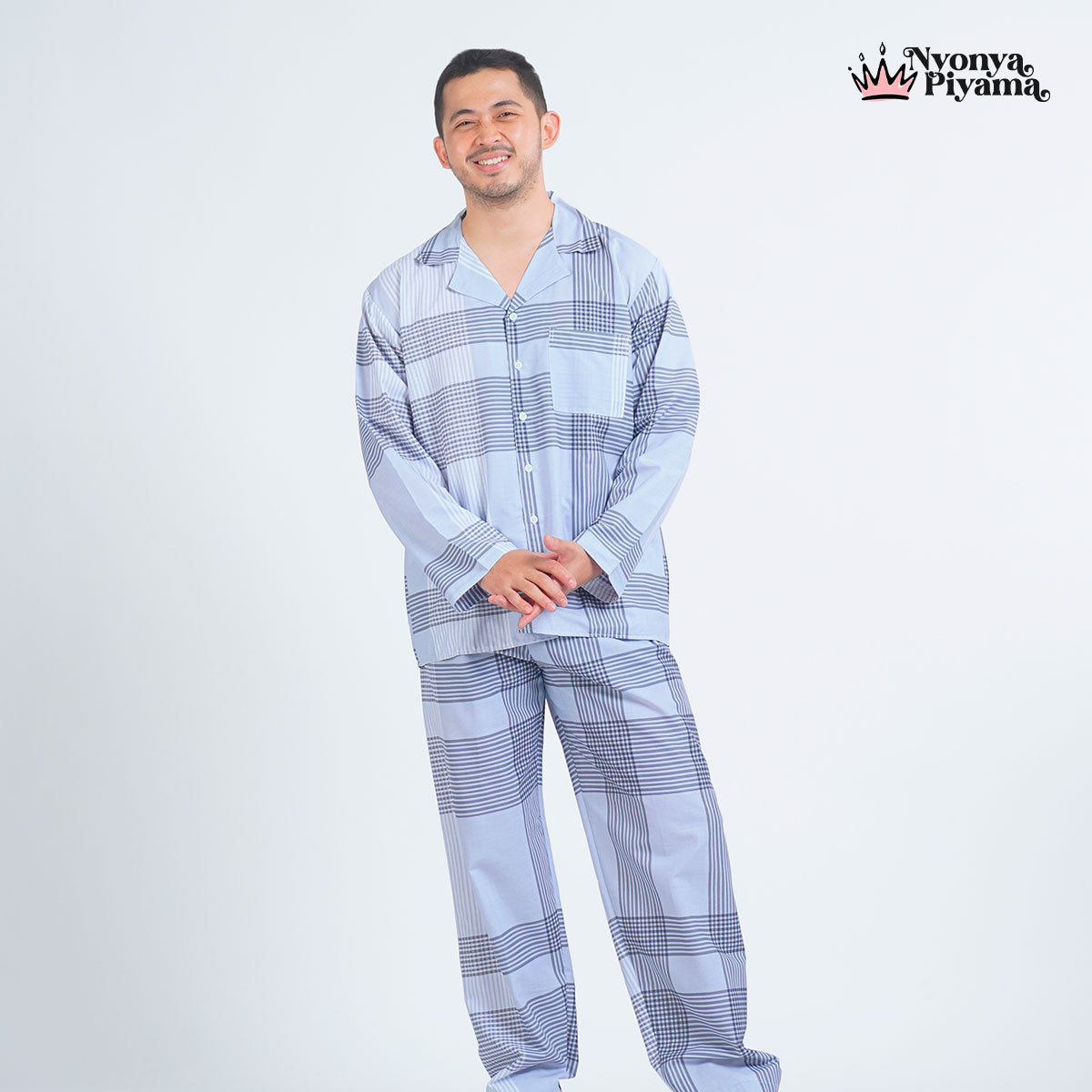 Classic Katun Sion Blue - Piyama Pria Set