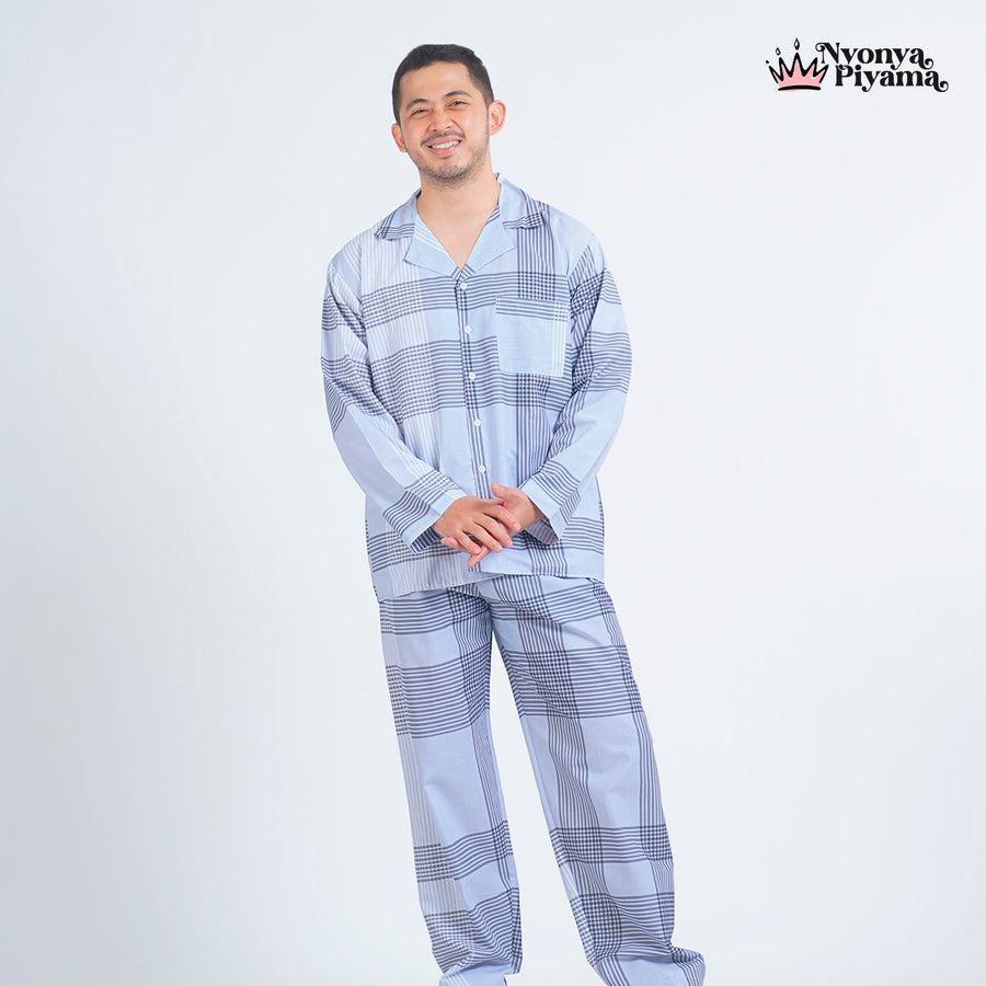 Classic Katun Sion Blue - Piyama Pria Set