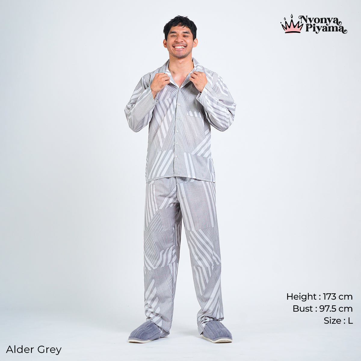 Classic Pajamas Katun for Couple - Alder Grey