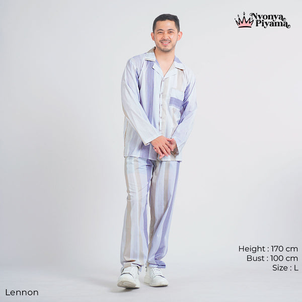 Classic Katun Lennon - Piyama Pria Set