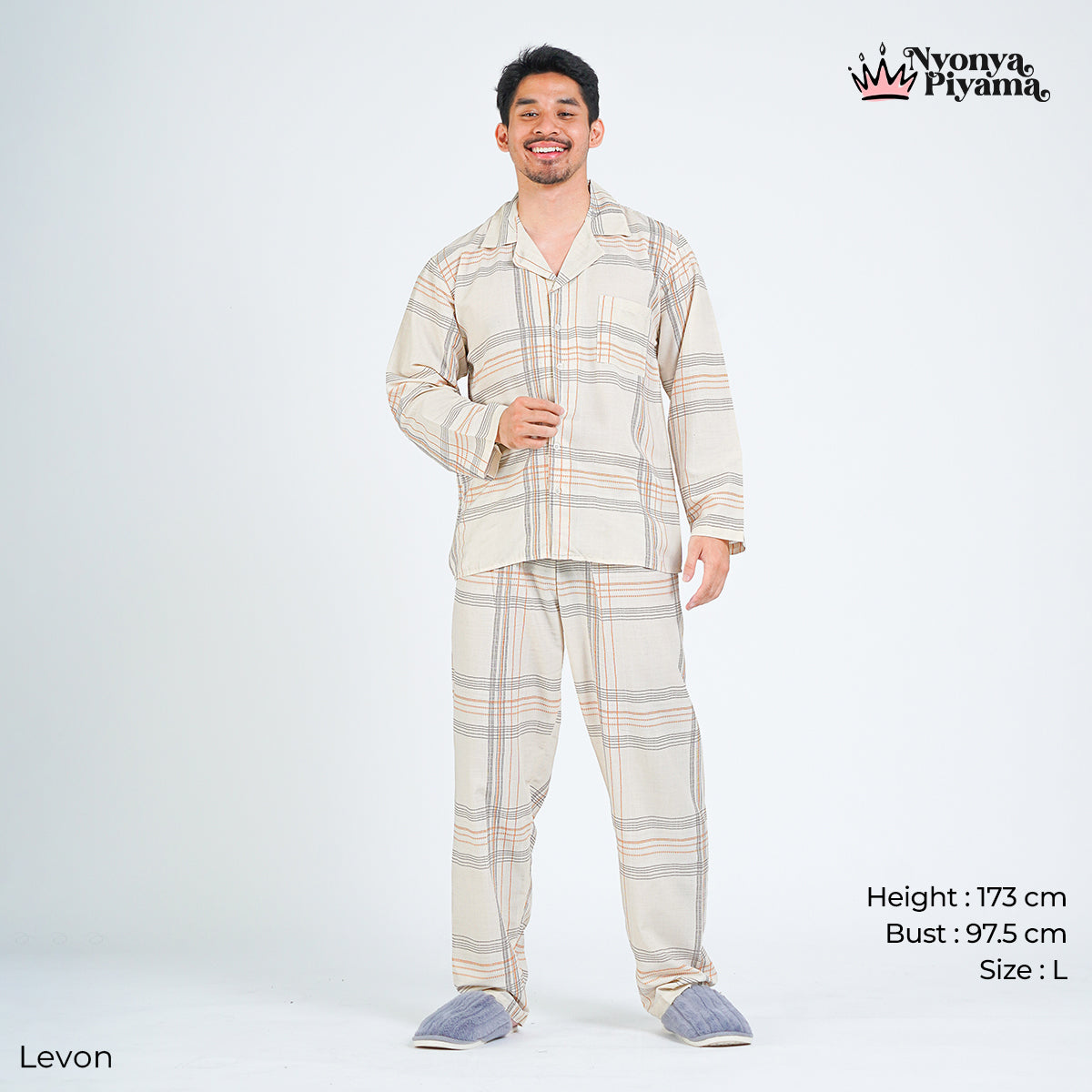 Classic Pajamas Katun Pria Set - Levon