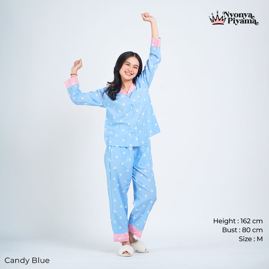 Classic Pajamas Katun Set - Candy Blue