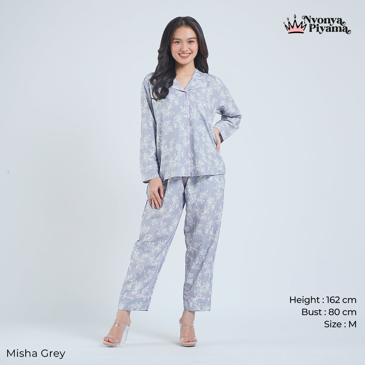 Classic Katun Misha Grey - Piyama Set