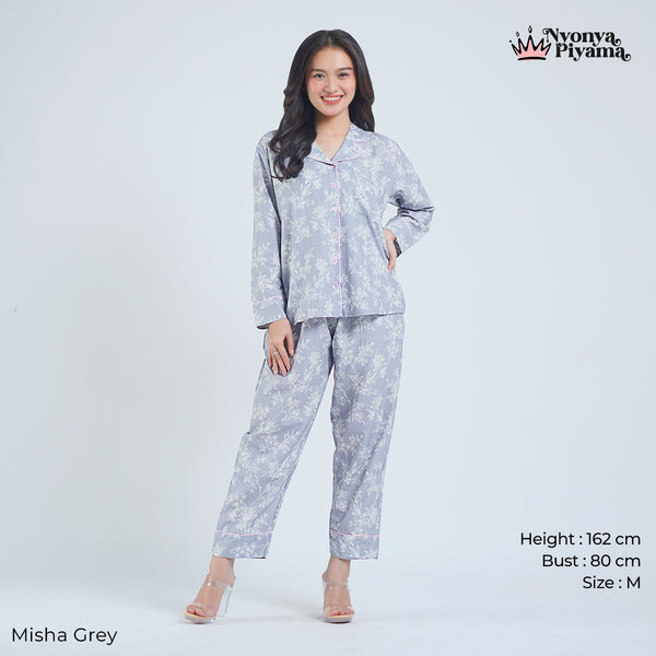 Classic Katun Misha Grey - Piyama Set