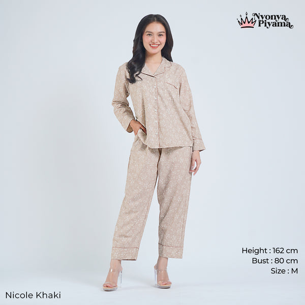 Classic Katun Nicole Khaki - Piyama Set