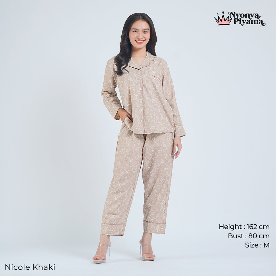 Classic Katun Nicole Khaki - Piyama Set