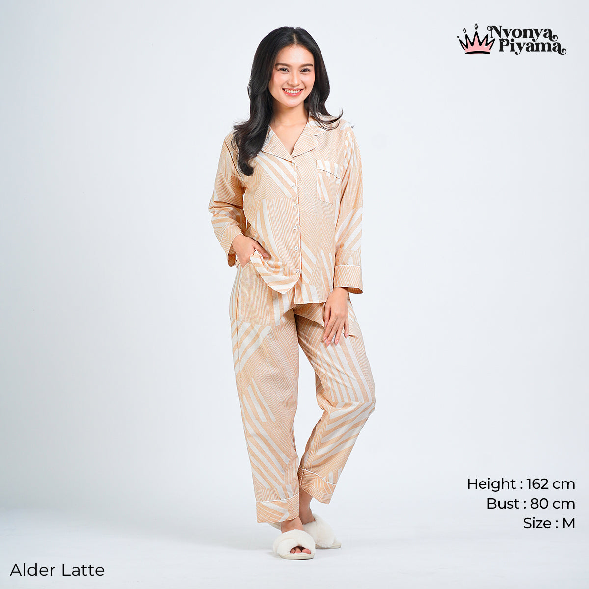 Classic Pajamas Katun Set - Alder Latte