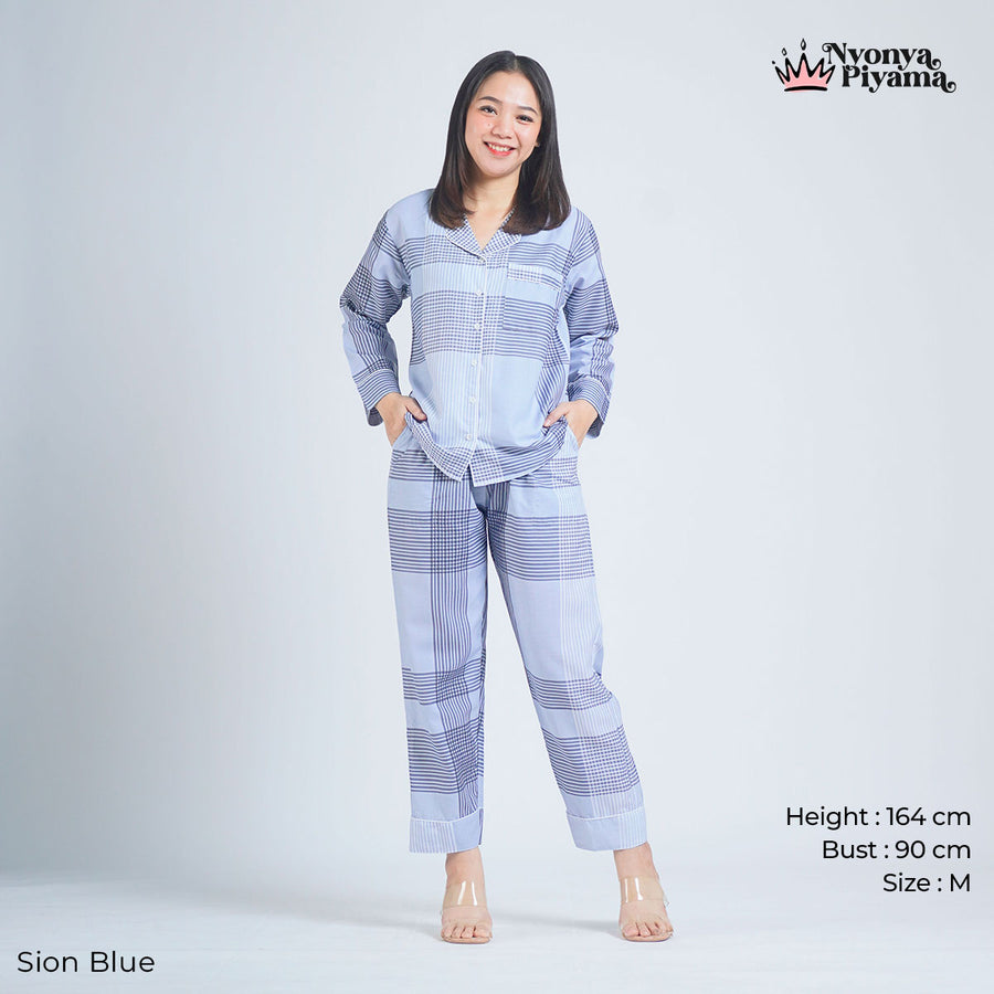 Classic Katun Sion Blue - Piyama Set