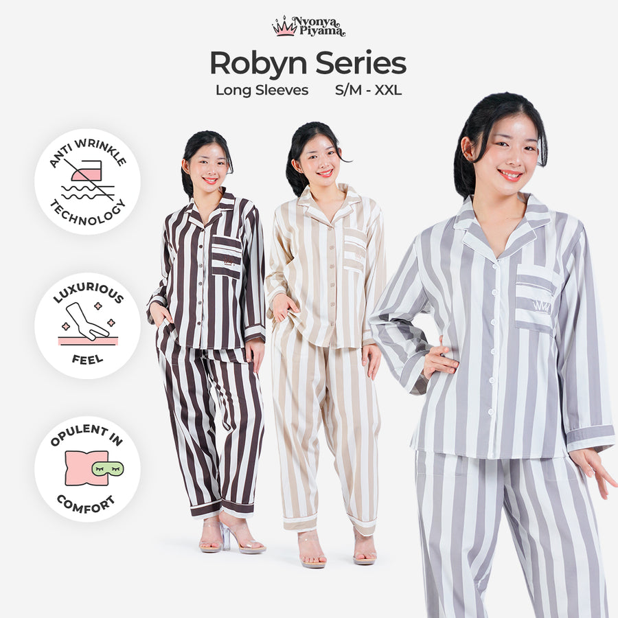 Classic Poly Rayon Robyn Series - Piyama Set Lengan Panjang