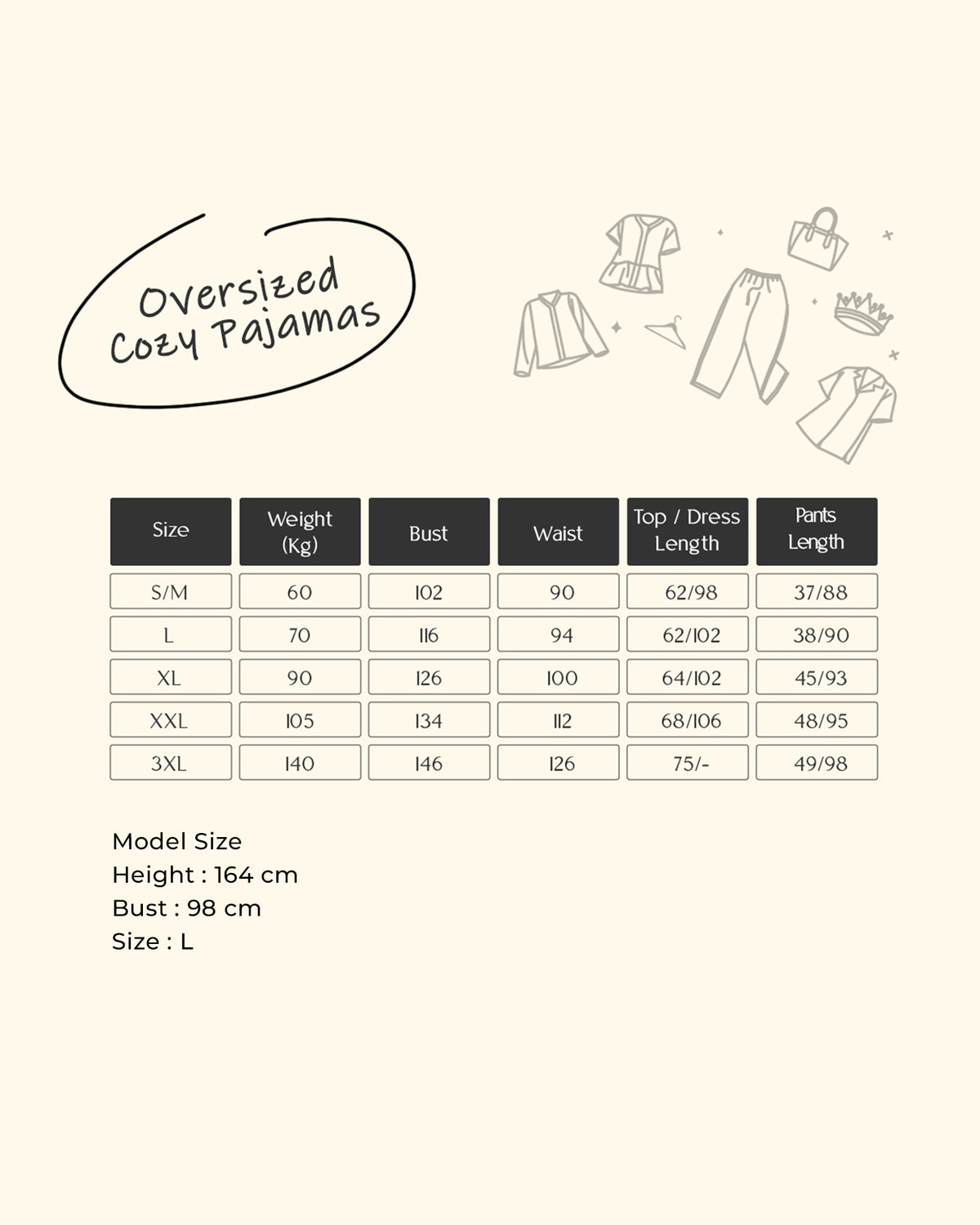 Cozy Series - Piyama Set Dress/Daster Tabel Ukuran