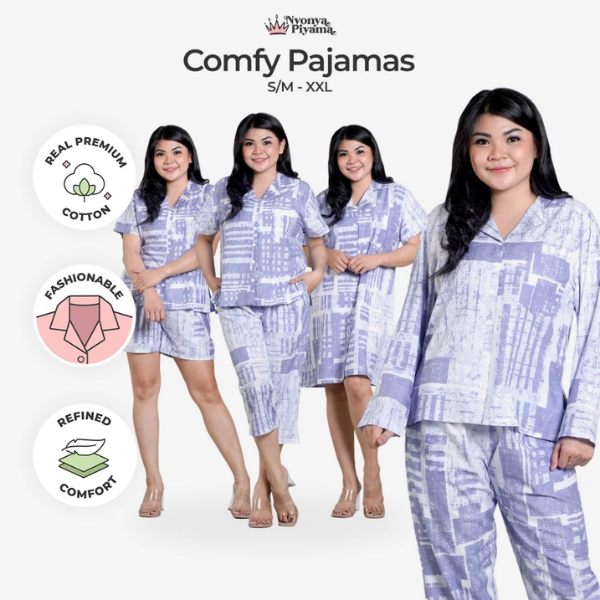 Comfy Katun Deventer Blue - Piyama Set