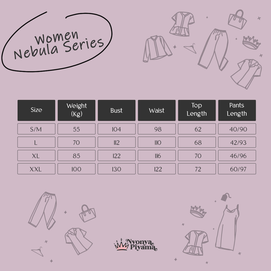 Nebula Series Pajamas Poly Bamboo Set Celana Panjang Tabel Ukuran