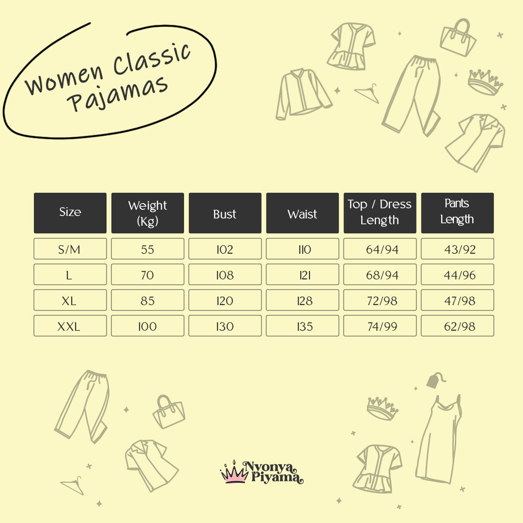 Classic Katun Corra - Piyama Set Tabel Ukuran